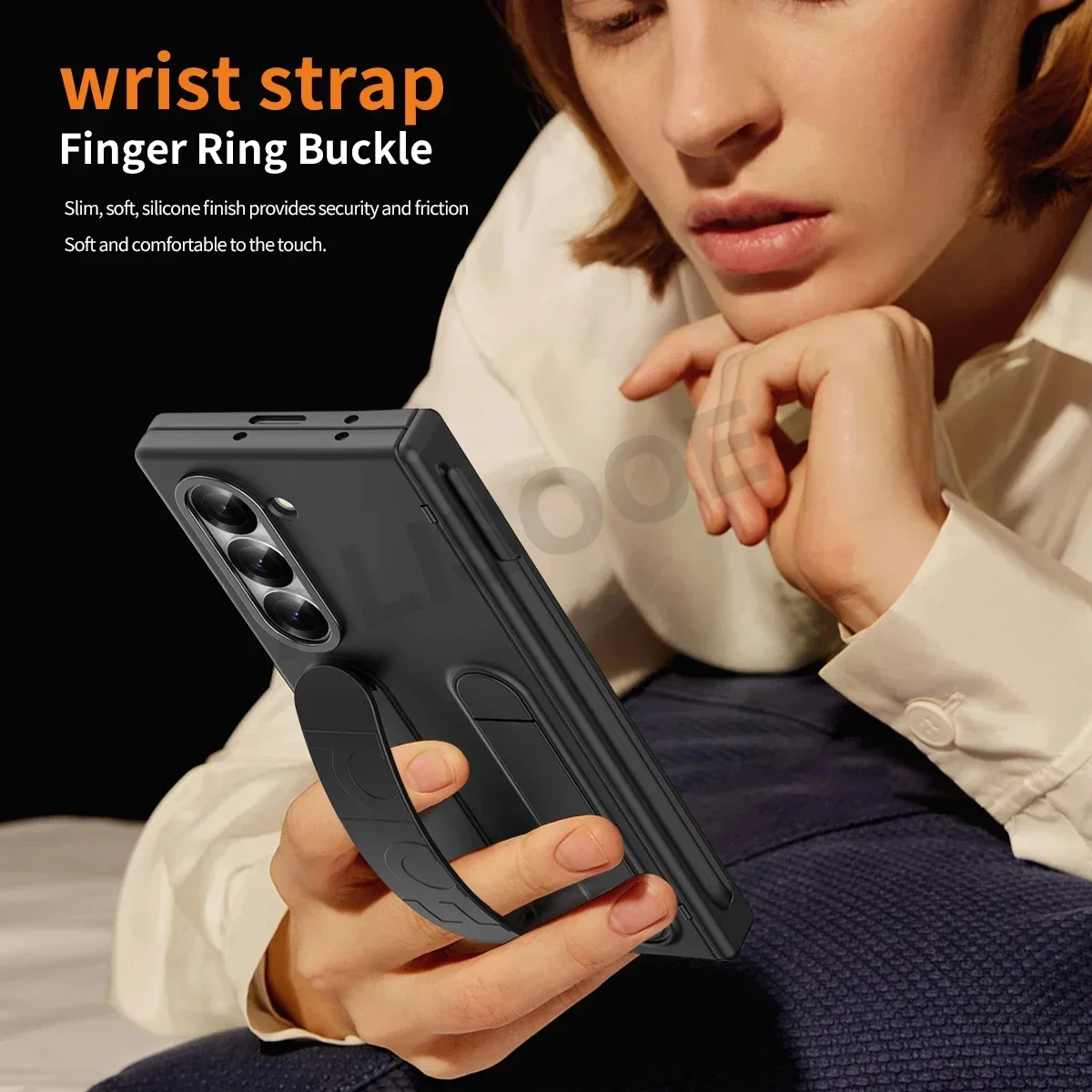 z fold 7 6 with Touch Pen Slot Hinge Funda for Samsung Galaxy Z Fold 6 7 Case Wristband Holder Front Glass Plastic Cover Capa