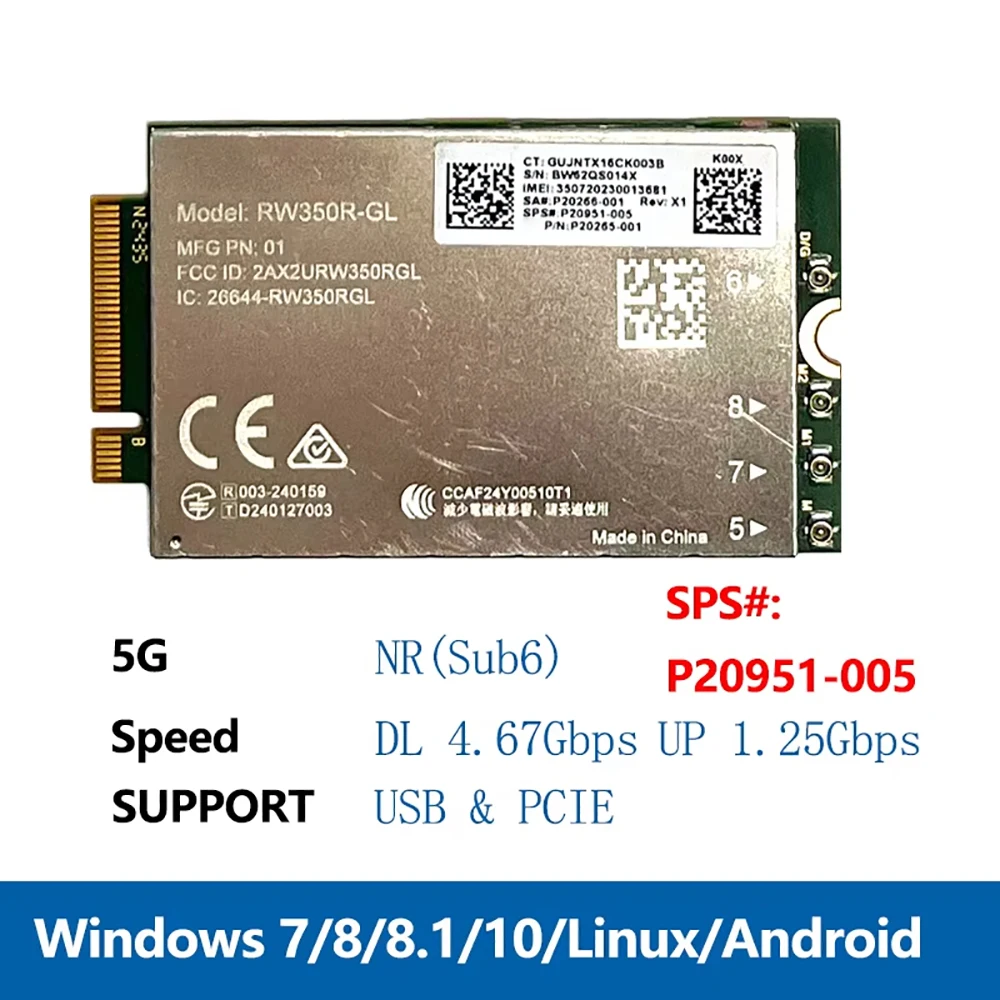 RW350R-GL M.2 PCIe3.0/USB 5G Sub-6 Cat19 WWAN Module For Elite X360 EliteBook 830 835 840 845 860 865 1040 Notebook PC view 3