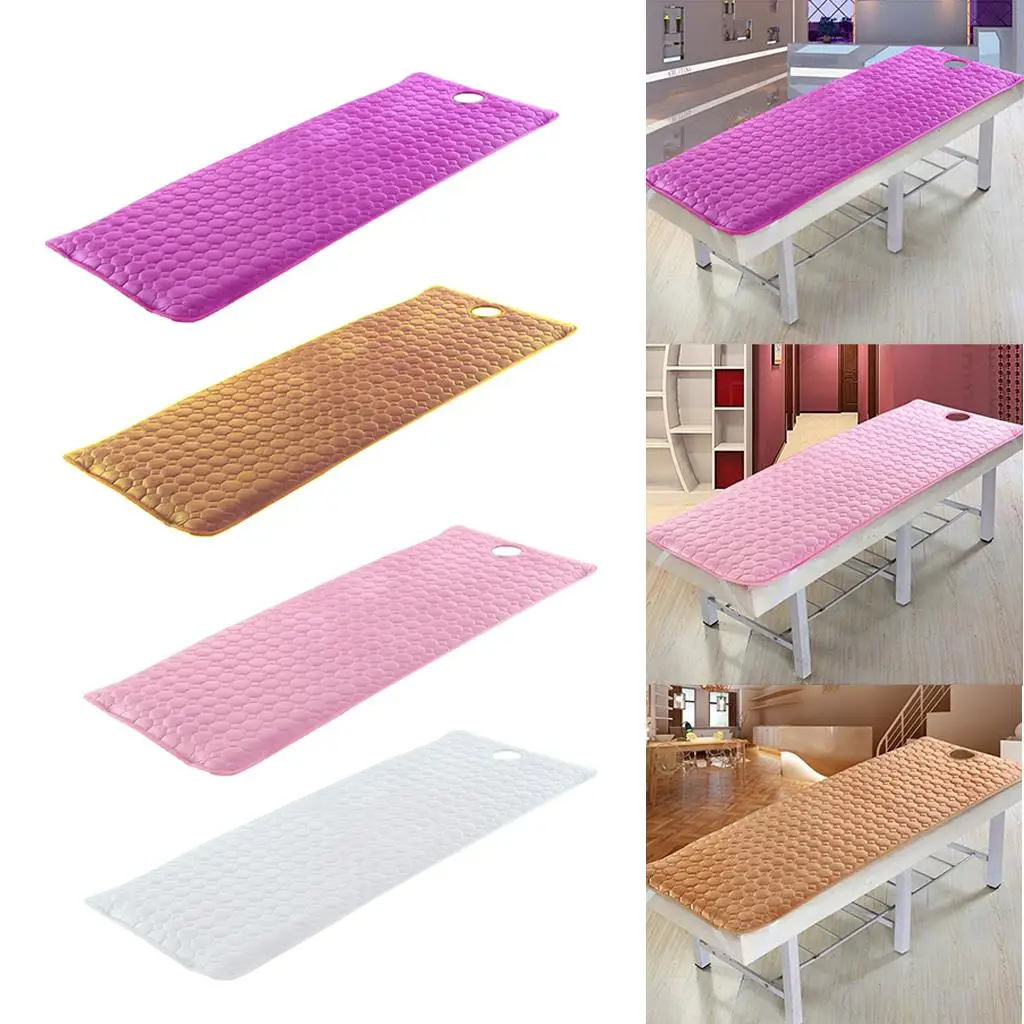 Spa Massage Table Bed Cover Mattress Pad with Face Hole for Salon Beauty (Anti Slip with Elastic Fix Bands on four Angles )