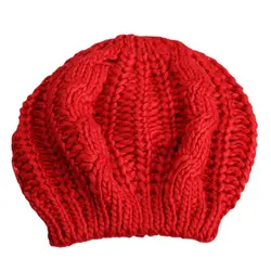 2022 Women's Hat Fashion Beret Braided Baggy Wool Knitted Warm Winter Beanie Hat Women Ski Cap