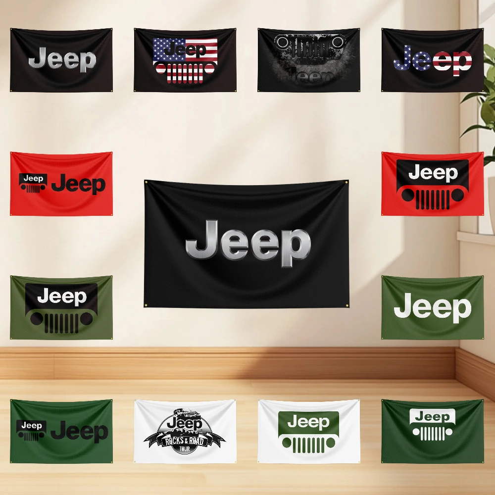 

3x5ft J-JEEP Flag Professional Car Motorcycle Flag Polyester Digital Printing Cars Flagge Banner For Decoration Garage