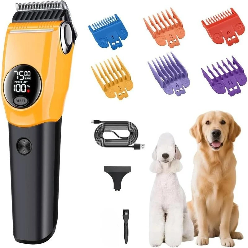 

Dog Grooming Kit Low Noise Rechargeable Cordless Clippers for Thick Matted Curly Hair, Pet Shaver for Dogs & Cats