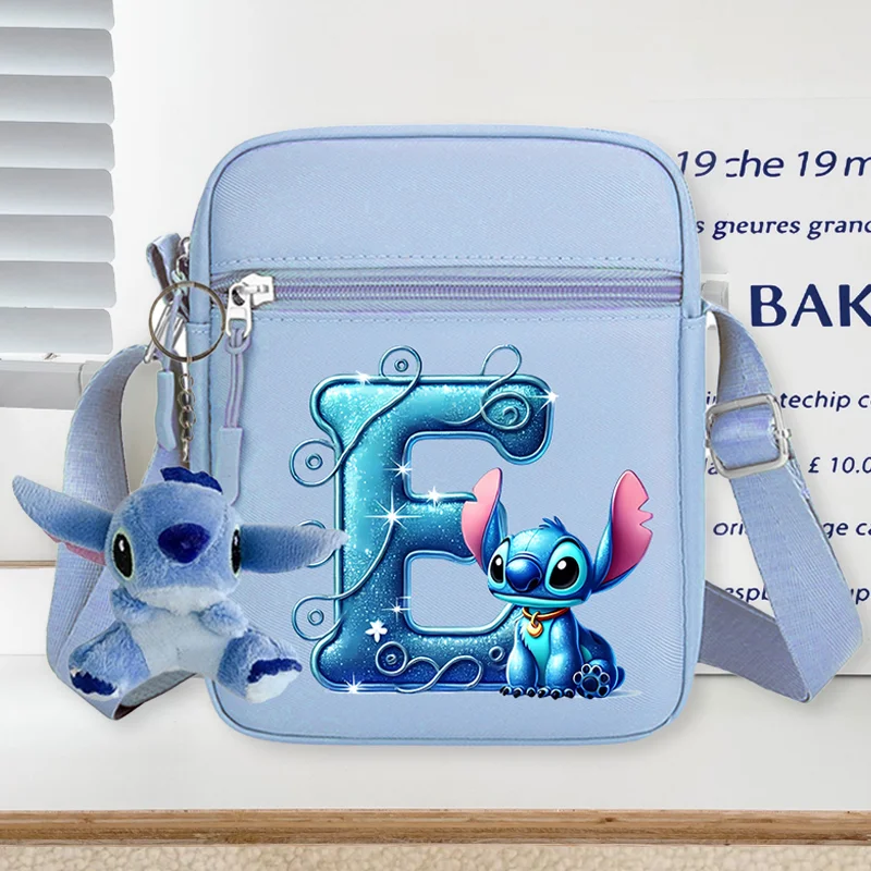 

Stitch Shoulder Bag Oxford Casual Crossbody Pocket Girls Kawaii Cartoon Anime A-Z Letter Print Women Mobile Phone Mini Bags Gift