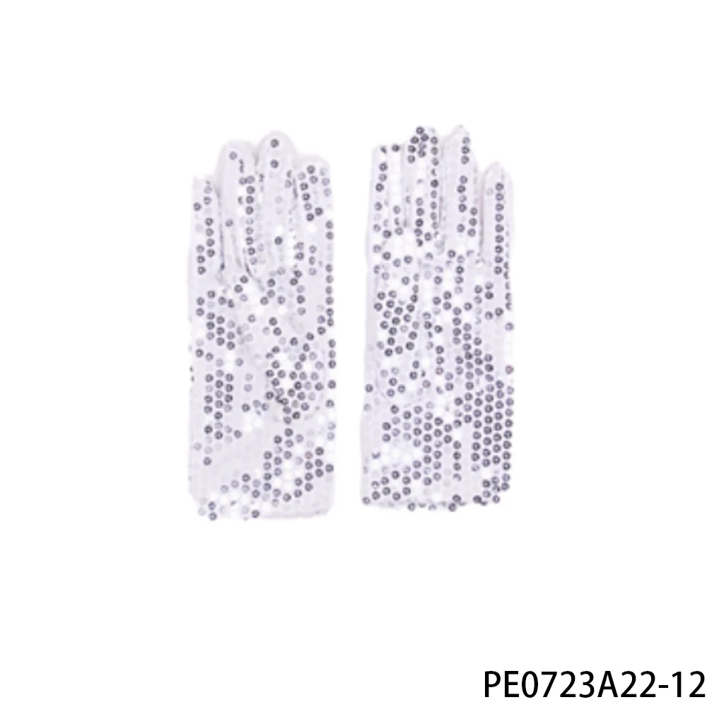 PESENAR Silver Sequin Gloves For 70s Disco Costume Party Retro Theme Events Accessory
