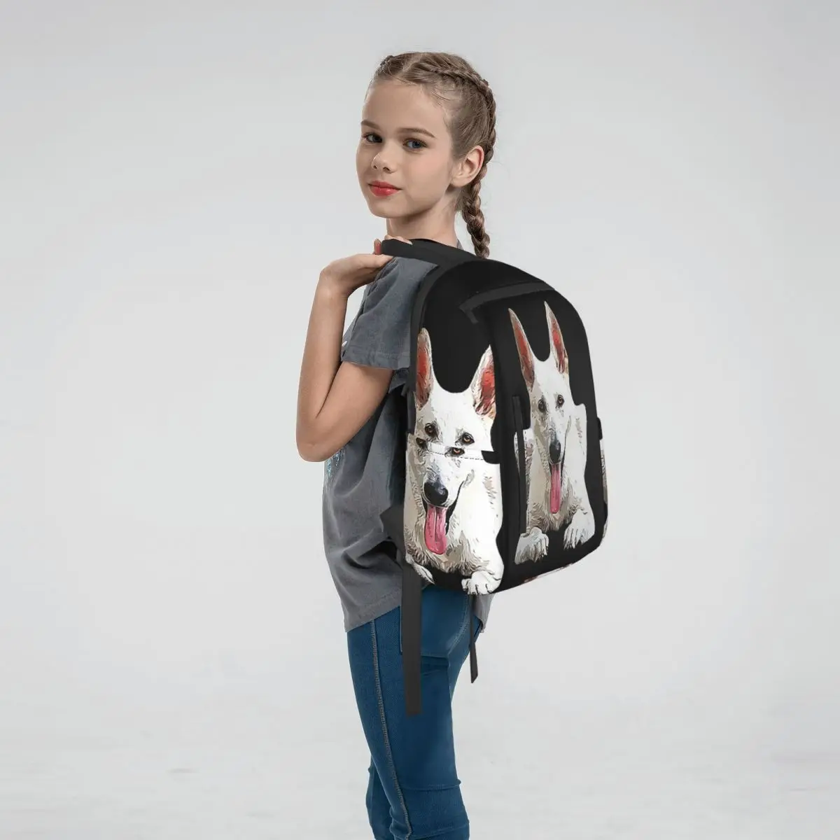 White Swiss Shepherd White German Shepherd Backpack Daypack Boys Girls BookBag School Bag Shoulder Bags for Men Women