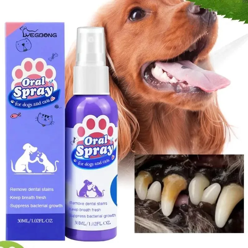 ZK20 Pet Teeth Cleaning Spray Oral Care Remove Tooth Stains Keep Fresh Breath for Cats and Dogs Whitening  Remove bad breath