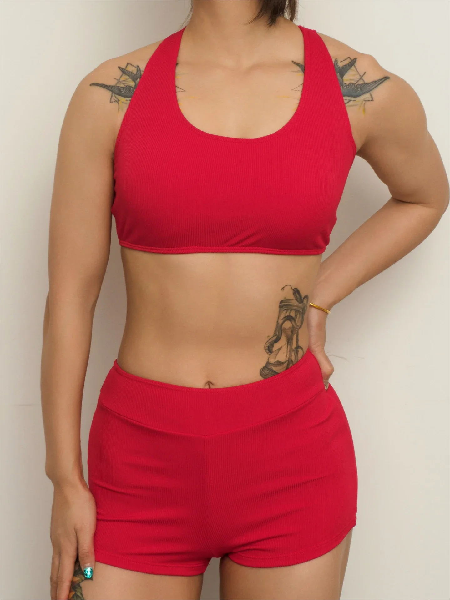 Bikini Set for Women Solid Color High Waist 2 Piece Swimsuit U-neck Backless Beach Vacation Bathing Suit Swimwear 2025 New