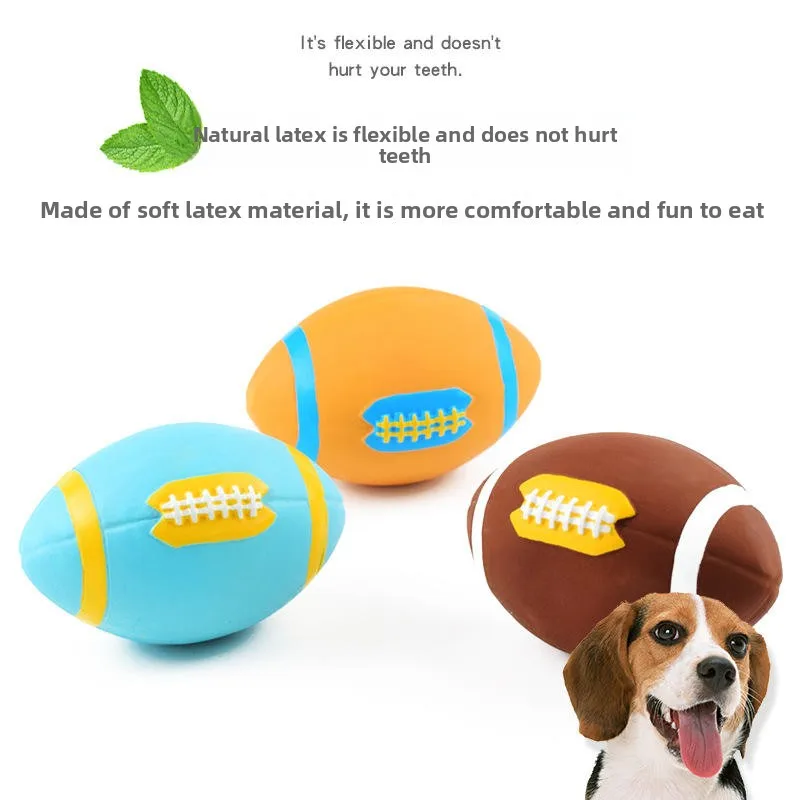 Direct sales of new sound toys, football interactive latex cartoon-colored small football-shaped dog toys