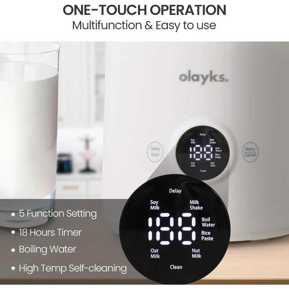 Automatic Nut Milk Maker, 20 Oz Soy Milk Maker Machine For Homemade Almond/Oat/Soy, Plant-Based Milk And Dairy Beverages, 12 Bla