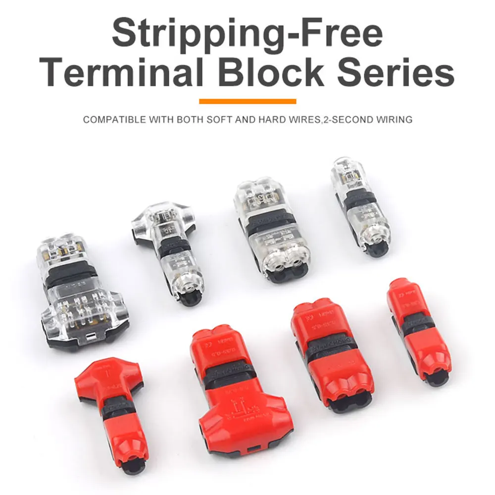 10PCS Quick Splice I/T Type Locking Wire Connector Crimp Terminal Block Toolless Snap Splitter No Stripping Cable Connectors