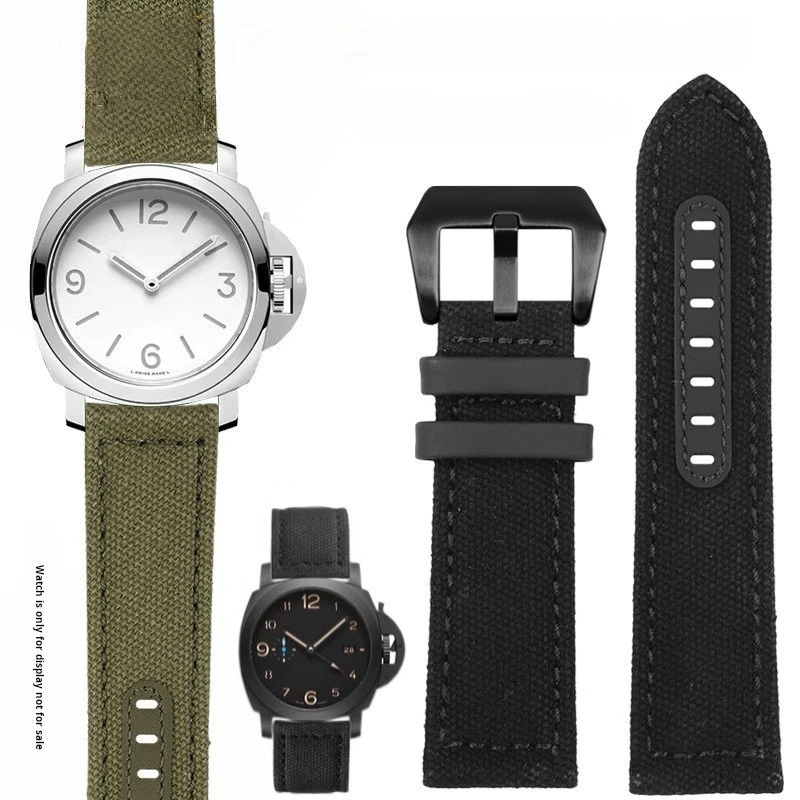 Für Panerai Pam111 441 137 386 Herren Uhren armband Nylon Canvas Nylon Rindsleder Armband 20 22 24m Edelstahl Schnalle Zubehör