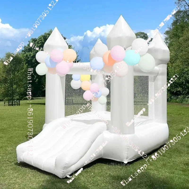 

White Bounce House Indoor Bounce House for Kids 2-6 Outdoor Toddlers Oxford Bouncy Castle with Slide & Blower