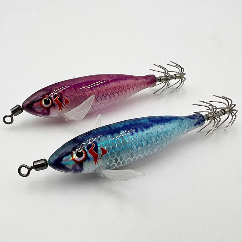 ShareShark 10 Stück/Box 5,6g Leuchtende Horizontale Garnelen-Tintenfischhaken-Köder-Set Geeignet für Meeresangeln auf Tintenfische und Oktopus – Detail 11