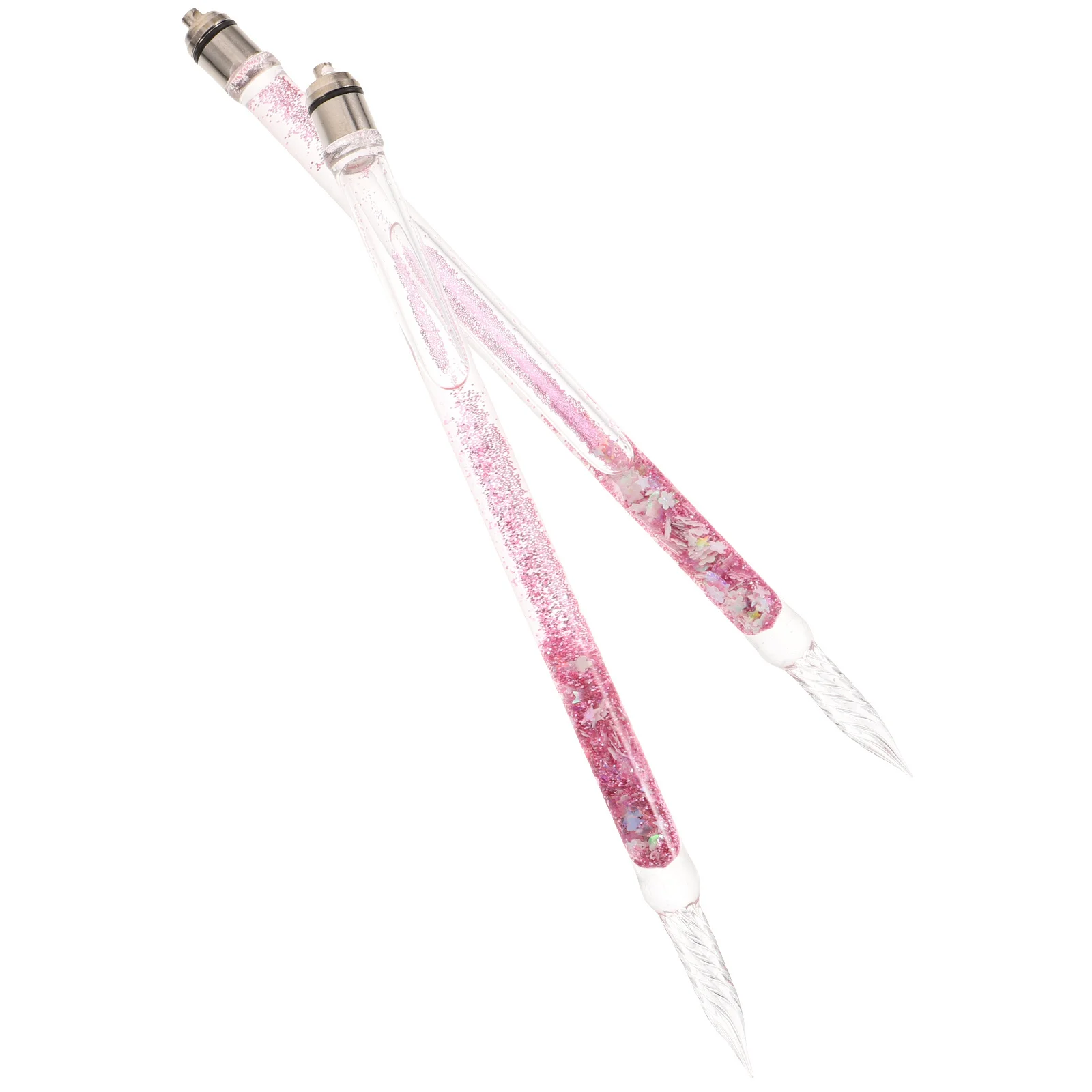 

2Pcs Novelty Glass Dip Pen Spiral Design Crystal Clear Vintage Calligraphy Writing Painting Multifunctional Gift