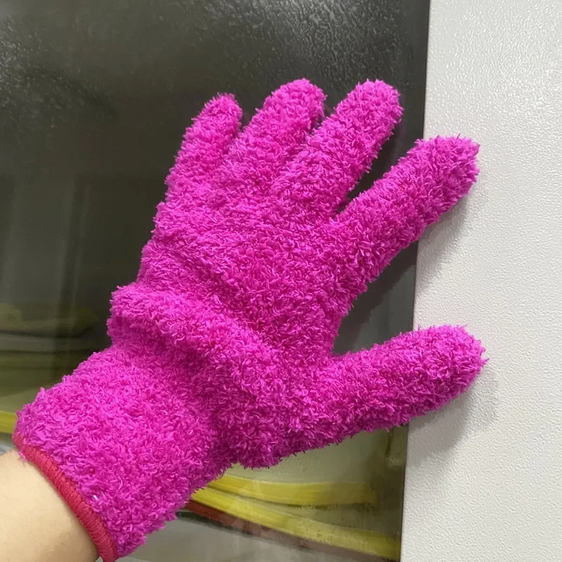 4 Pairs Microfiber Auto Towel Drying Dusting Gloves Cleaning Cloth Supplies for Housekeeping Kitchen House Mirrors Lamps Blinds