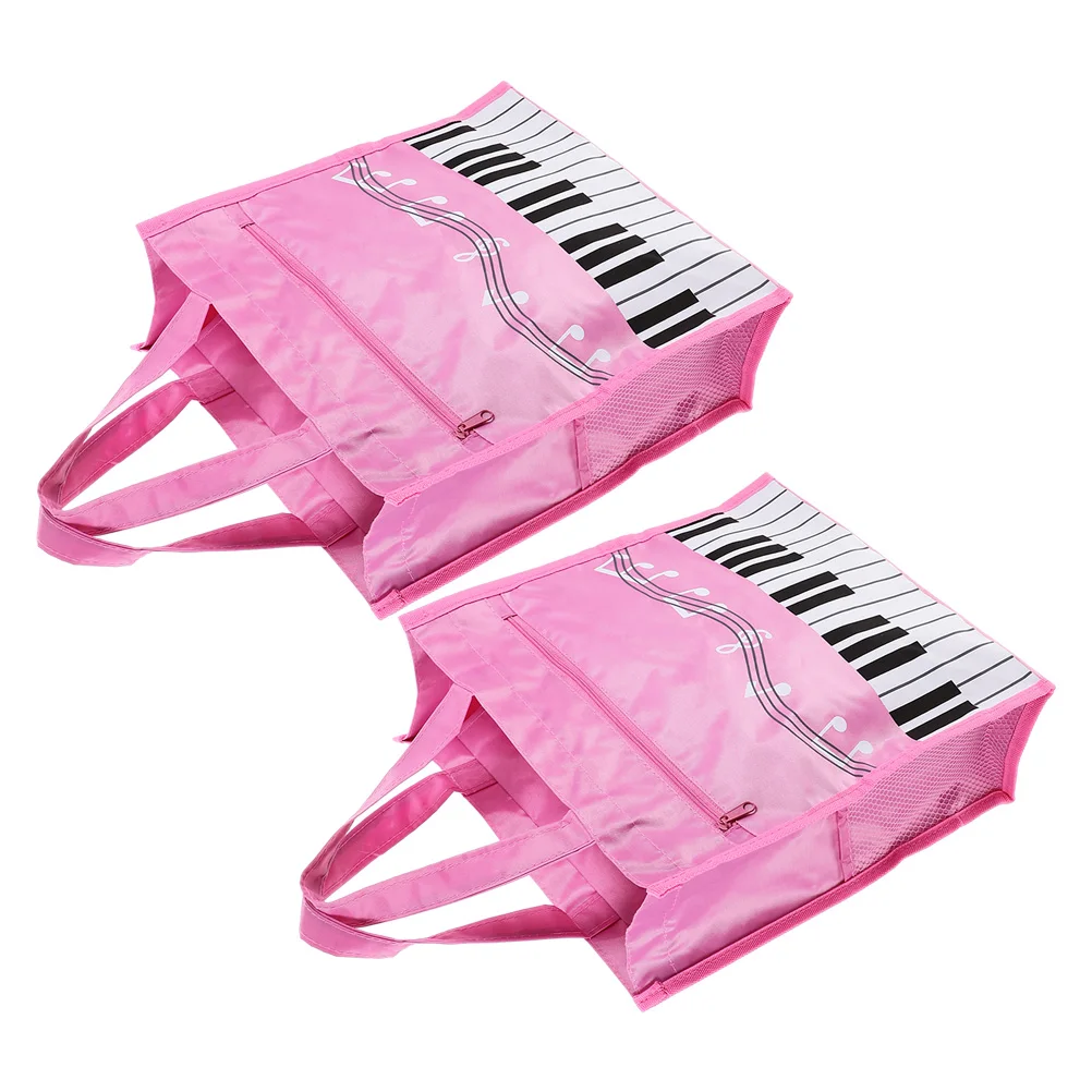 

2 Pcs Music Handbag Piano Keys Tote Storage Bags Girl Musical Note Non-woven Fabric Student
