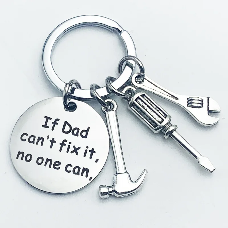 If Dad Cant Fix It No One Can Hand Tools Keychain Fathers Day Pendant Key Chain for Men Keyring Jewelry Gift