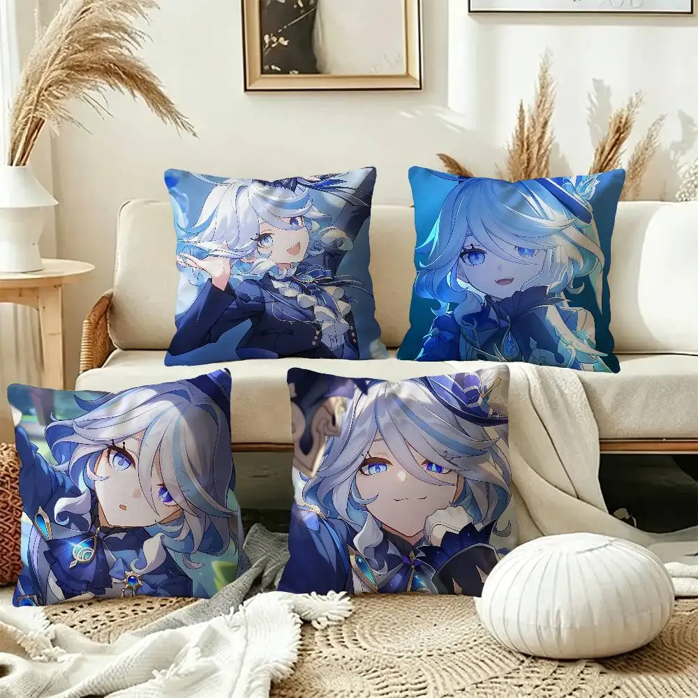 Anime Genshin Impact Badge Cute Girl Furina Lucky Dragon pillow cover sofa cushion cover home room decoration children gift