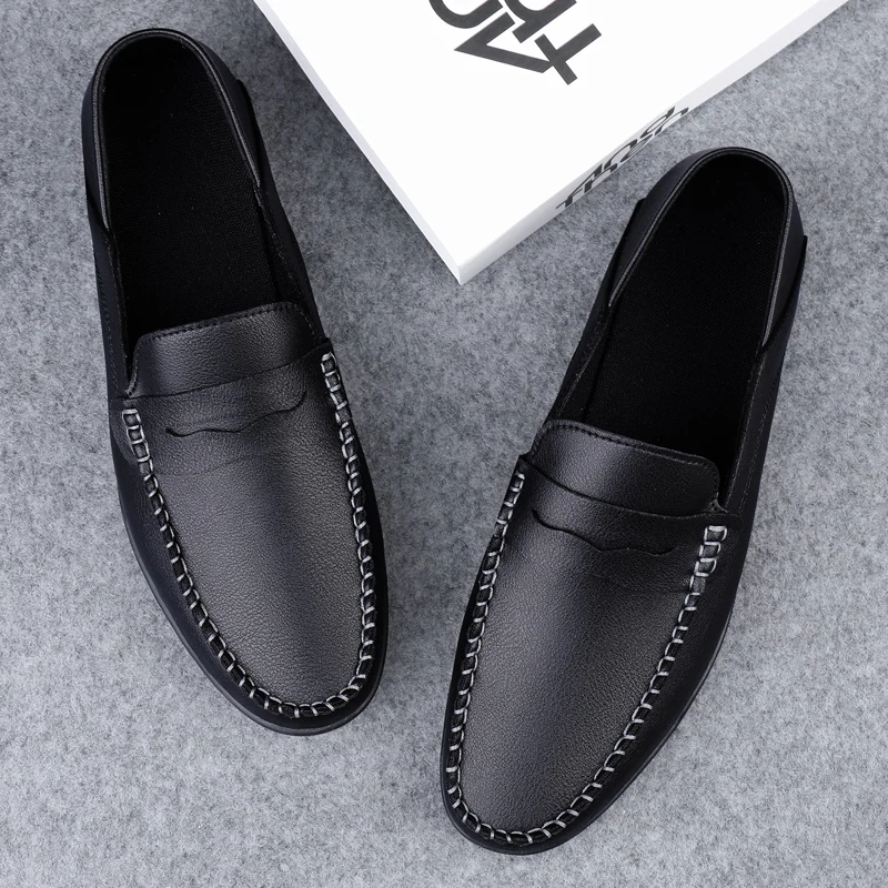 Men's Plus Size Slip On Casual Shoes Four Seasons New Soft Sole Outdoor Driving Shoes White Shoes Youth Joker Fashion Tide Shoes