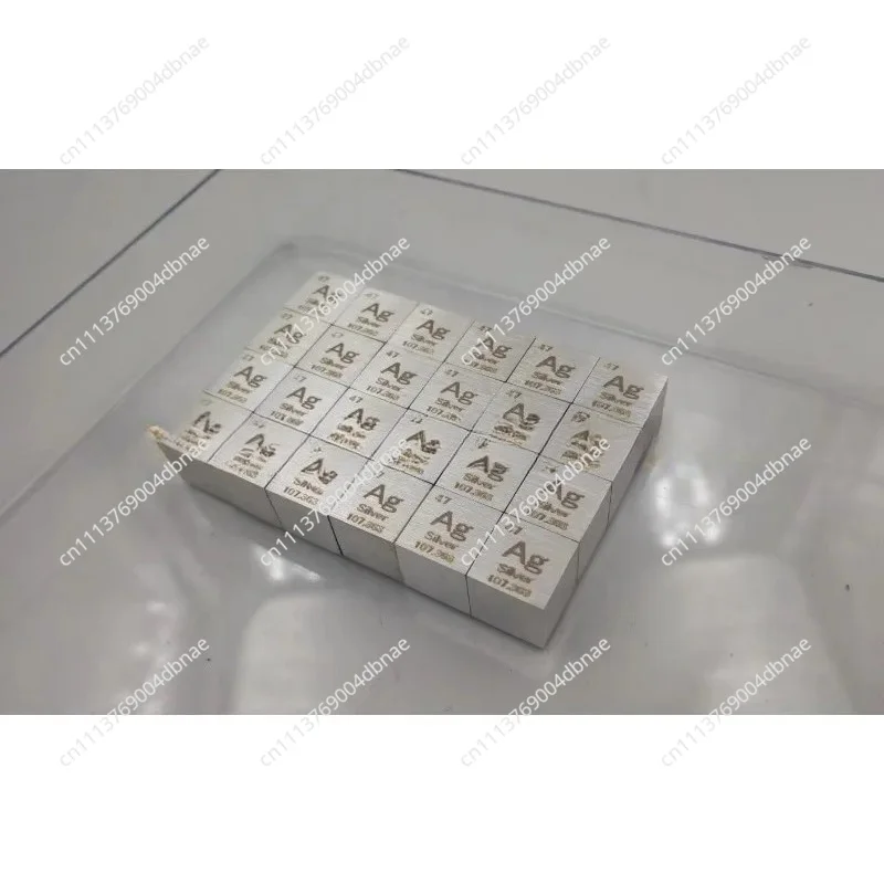 1 Piece 99.9% Purity Pure Silver Ag 10mm Cube Carved Element Periodic Table Polished model