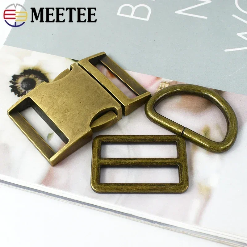 1Set 15-38mm Metal Backpack Strap Buckle Quick Side Release Buckles D Ring Tri Glide Slider Adjuster Clasp DIY Bag Accessories