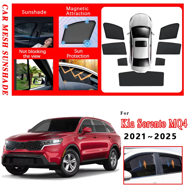 

Car Sunshades Pad For Kia Sorento MQ4 Accessories 2021~2024 2025 Anti-dirty Cover Sun Coverage Sunscreen Window Visor Sun Shades