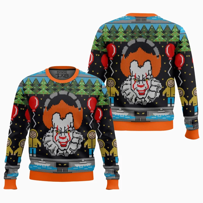 أنا Pennywise الرقص كلوز ذلك سترة عيد الميلاد القبيحة مضحك عطلة حفلة البلوز حجم كبير سترة للرجال هدية عيد الميلاد 2026