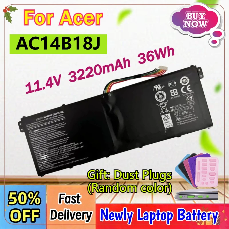 New AC14B18J Laptop Battery for Acer Aspire ES 15 ES1-571 ES1-331 Chromebook 11 CB3-111 13 CB5-311 15 CB3-531 AC14B13J Series