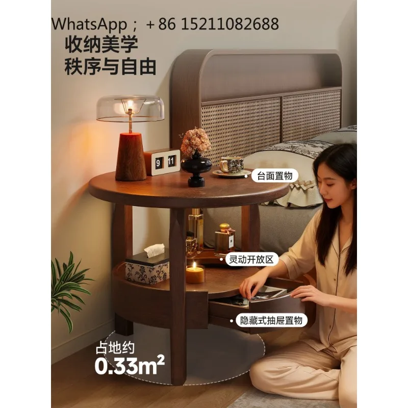 LLY all-solid wood bedside table, state-subsidized artifact replaces medieval style bedside small side shelves