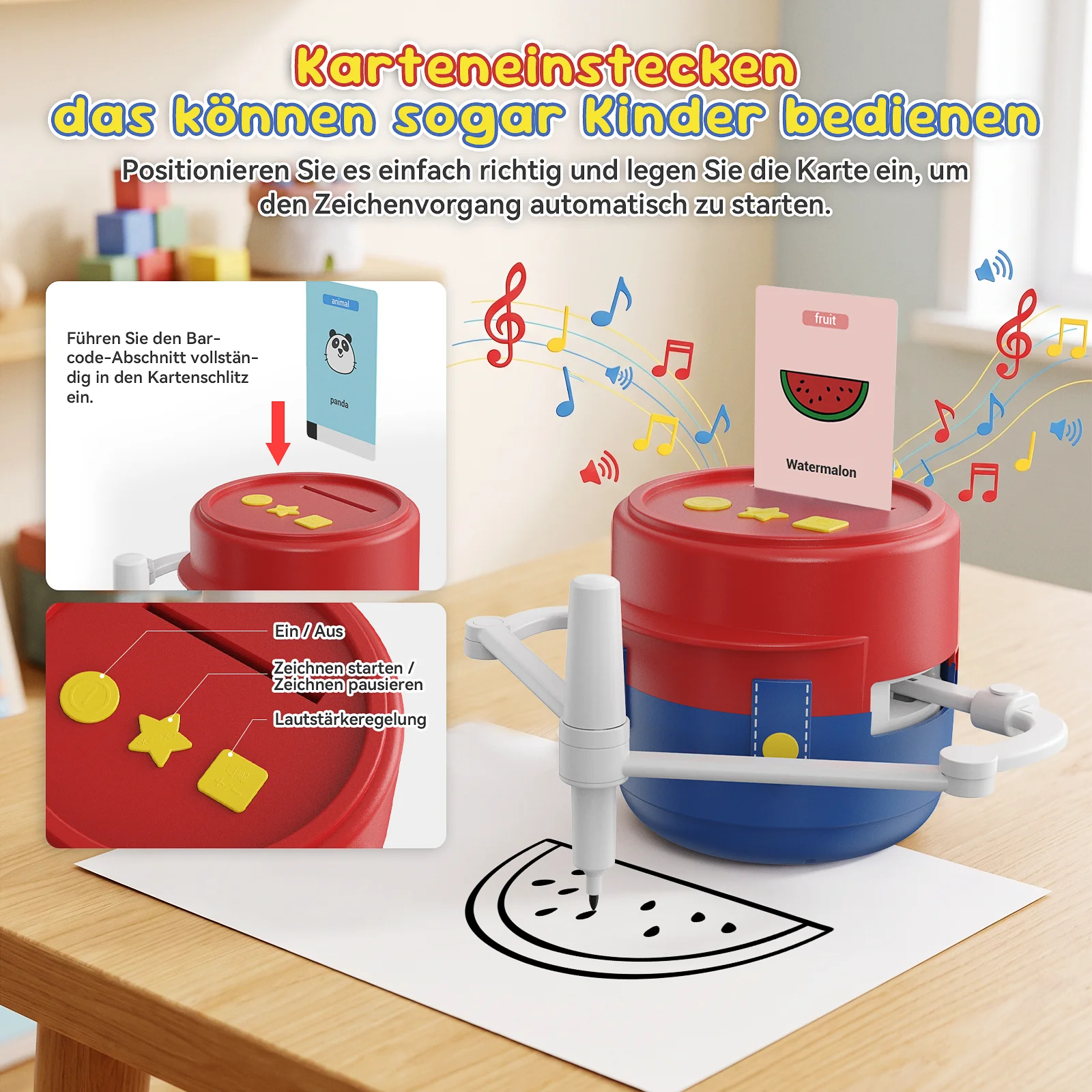 Automatischer Zeichenroboter für Kinder, Auto-Skizzenmaschine mit 200 Zeichenmustern, wiederaufladbares frühkindliches Lernspielzeug zum Zeichnen – Detail 2