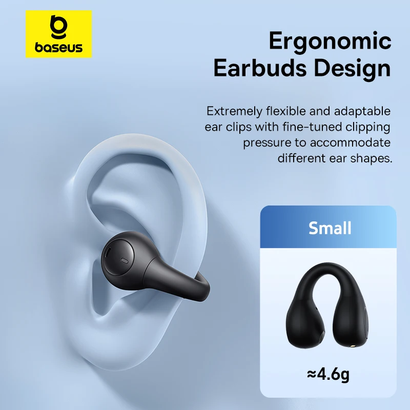 Baseus AirGo AS01 Wireless Headphones Ear Clip Earphones Bluetooth 5.3 2MIc ENC HD Call Noise Reduction Earbuds Sports Earbuds