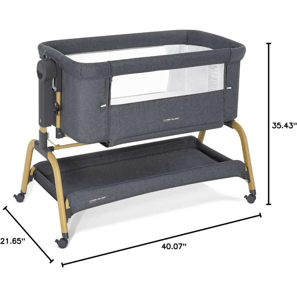 ANGELBLISS-Couffin 3 en 1 pour Bébé, Couffins à Bascule, Couchette de oral et avec Matelas Confortable et Roues, 6 Recommandes Réglables Facilement