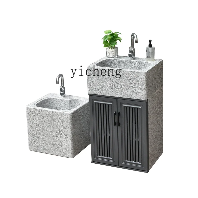 

TQH marble outdoor courtyard sink raw stone with cabinet door villa garden outdoor stone