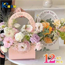 Valentine's Day Hollow Folding Handheld Flower Basket Simple Flower Box Paper Handbag Mother's Day Gift Flower Arrangement Box