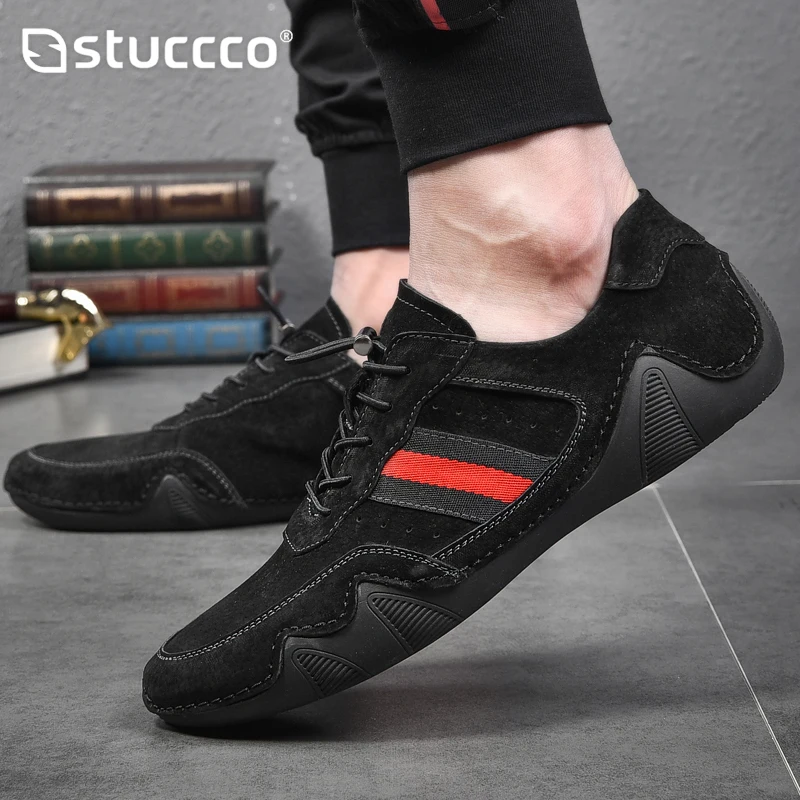 Plus Size Sneakers Natural Leather Men Shoes Flats High Quality Men Loafers Moccasins Breathable Slip on Outdoor Driving Shoes