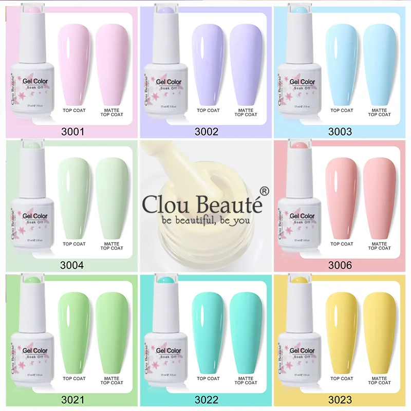 Clou Beaute 56 Colori Smalto Gel per unghie 15ml Base Top Coat Vernis Ongle Gel UV semipermanente Colla per unghie Vernice Nail Art Manicure