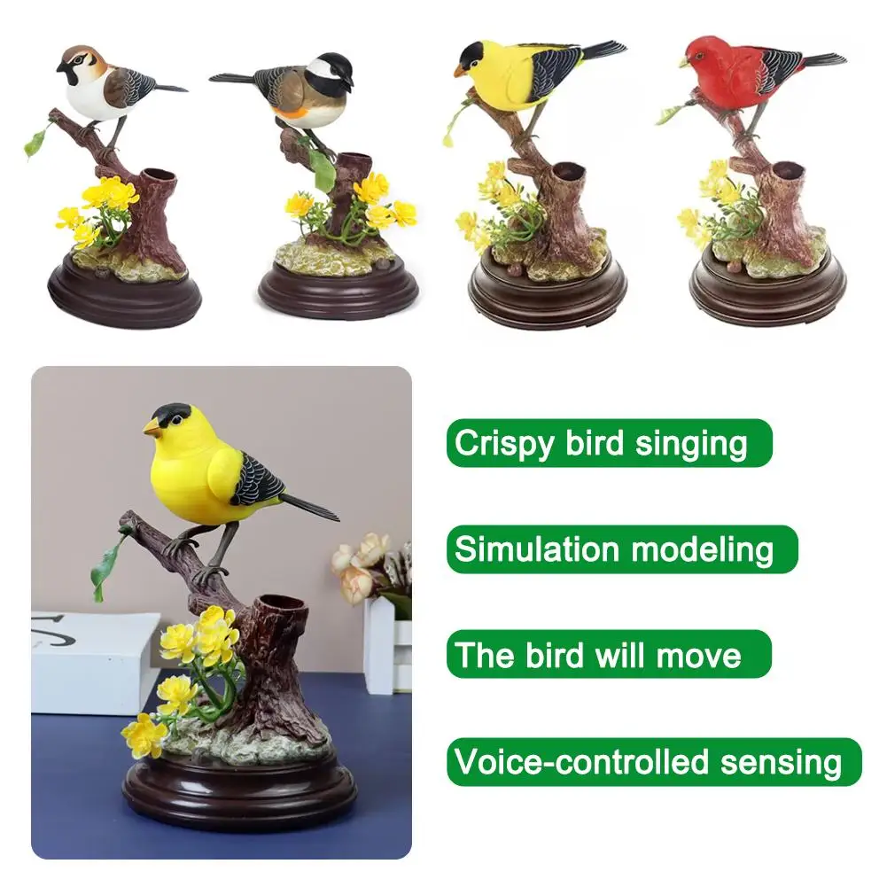 Simulation Voice Control Little Bird Creativity Cute Bird Decorative Item Room Home Decoration Toys For Children Gift C0i1