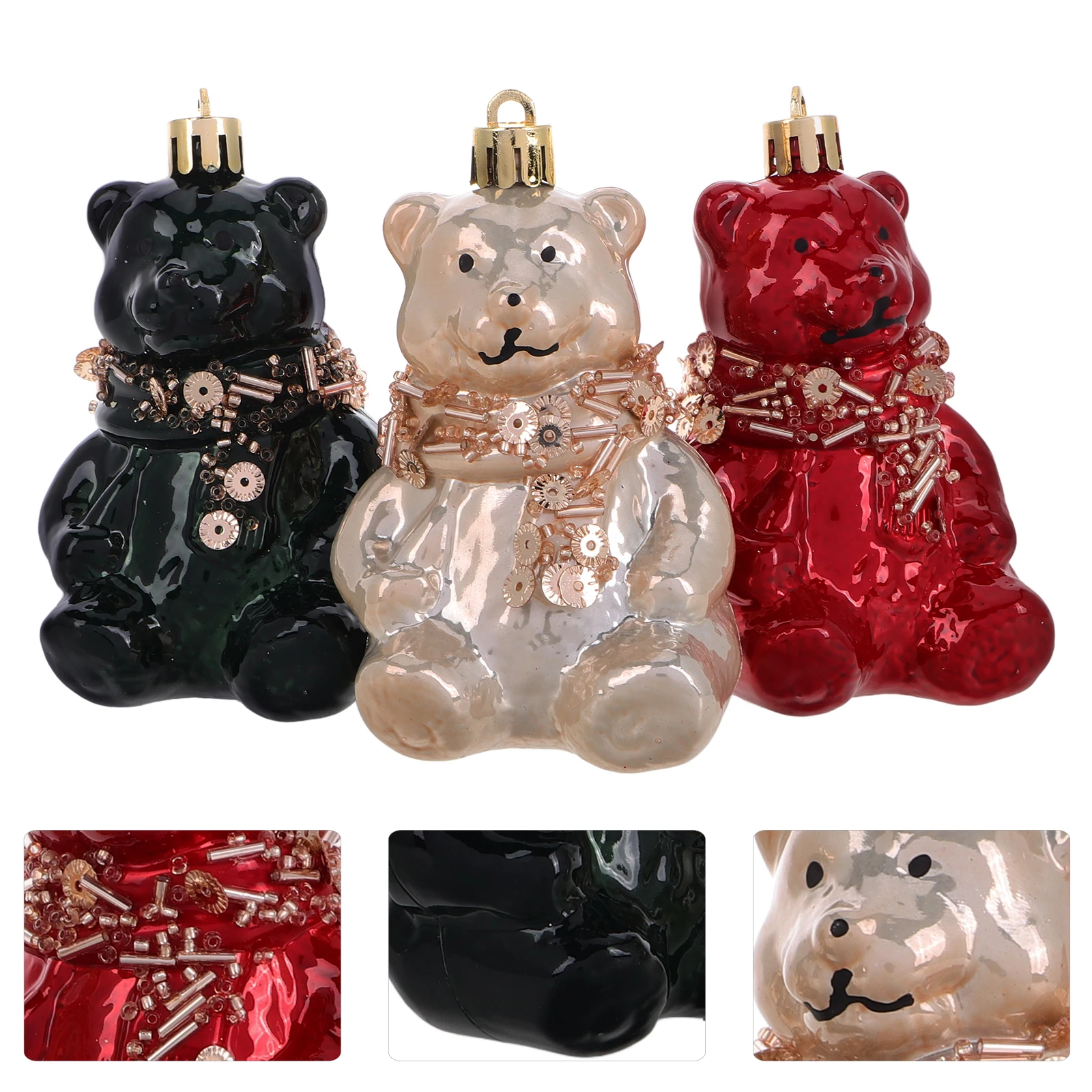 3pcs Ornaments Festive Bear Tree Decor Bear Shaped Decorations Holiday Party Festive Hanging Charms Plastic Xmas Tree
