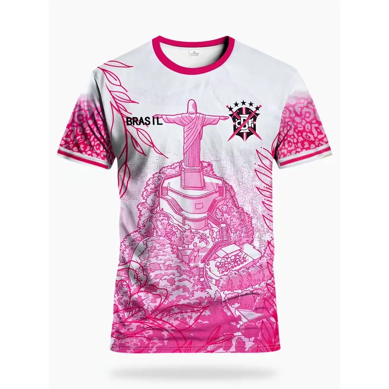 Brazil Christ The Redeemer Soccer Jersey Pink White Rio De Janeiro Football Shirt Fan Edition Casual Sports Tee 2026