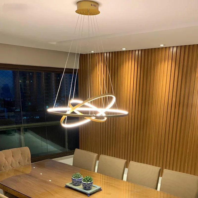 Imagem -06 - Moderno Led Sala de Jantar Lustres Simples Ringchandelier Sala Estar Luzes Casa Indoorlighting Decorativo Pingente Lâmpadas