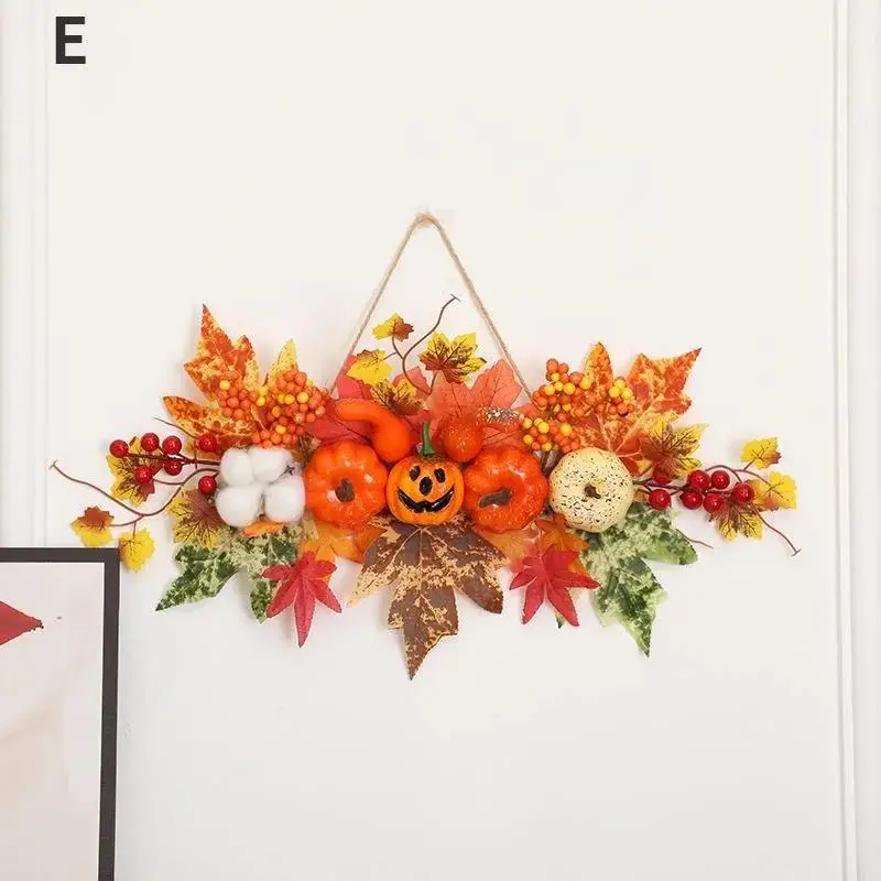 1Pcs Halloween Maple Leaf Pumpkin Decorative Pendant Harvest Festival Wall Hanging Props Autumn Fall Decoration Home Party Decor