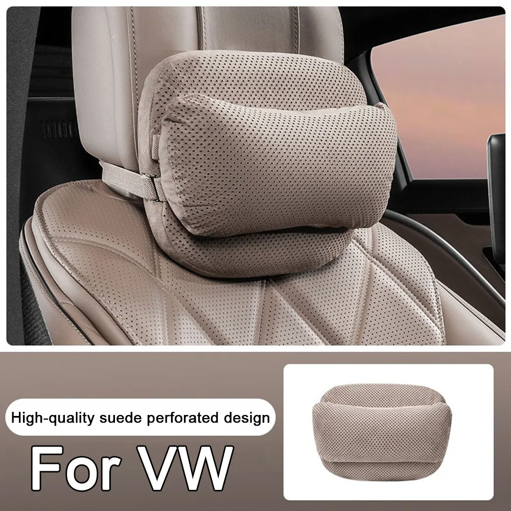 

Suede Car Headrest Seat Support Neck Pillow Travel Lumbar Support Cushion For VW Golf 7 MK7 Golf 8 Mk8 Tiguan MK2 Polo Jetta MK5