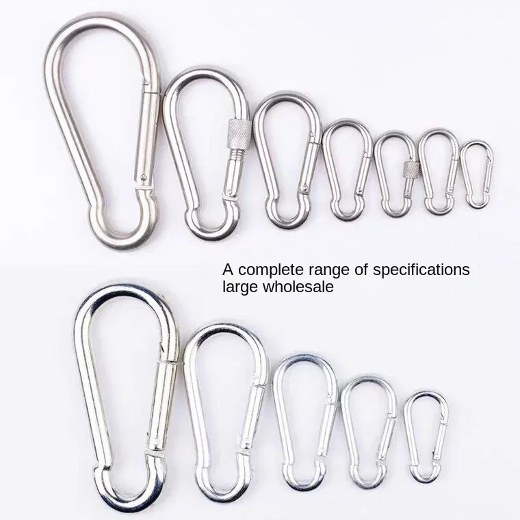 M6/M8/M10 Multifunctional 304 Stainless Steel Spring Snap Carabiner Quick Link Lock Ring Hook Snap Shackle Chain Fastener Hook