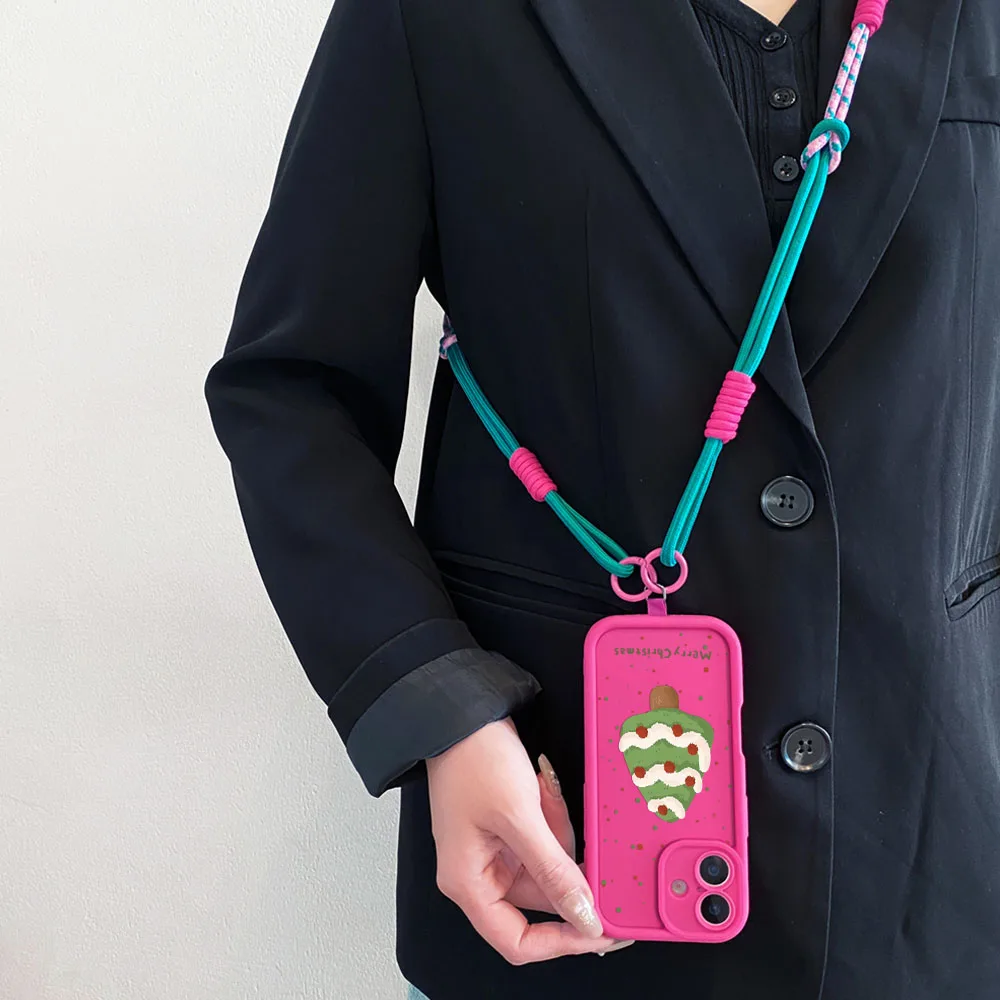 2025 Crossbody الحبل الحال بالنسبة آيفون 17 16 15 14 13 12 11 برو ماكس XS ماكس XR 7 8 زائد شجرة عيد الميلاد المعصم سلسلة غطاء الهاتف #5