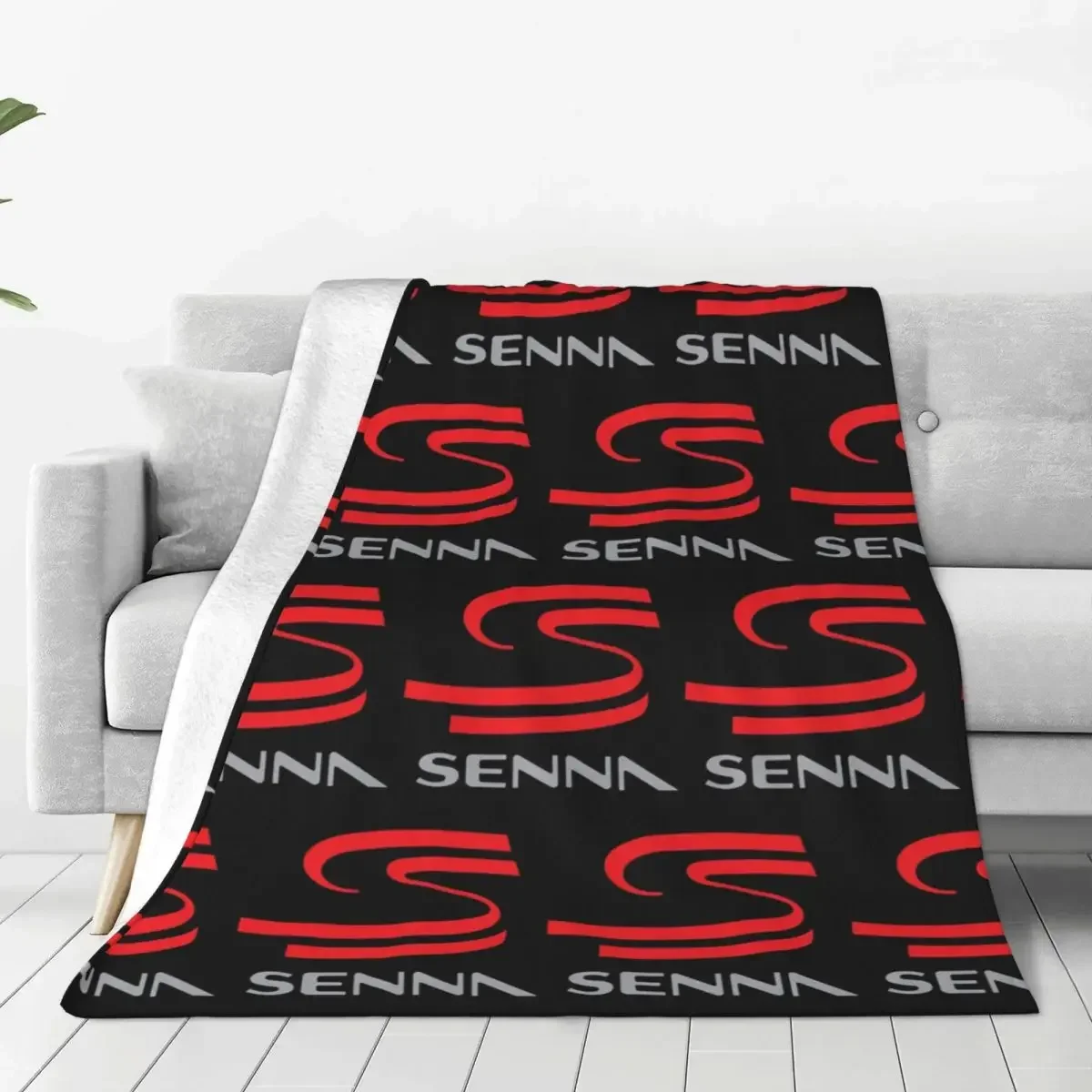 Ayrton Senna Logo Flannel Throw Blanket Blankets for Home Office Lightweight Quilt