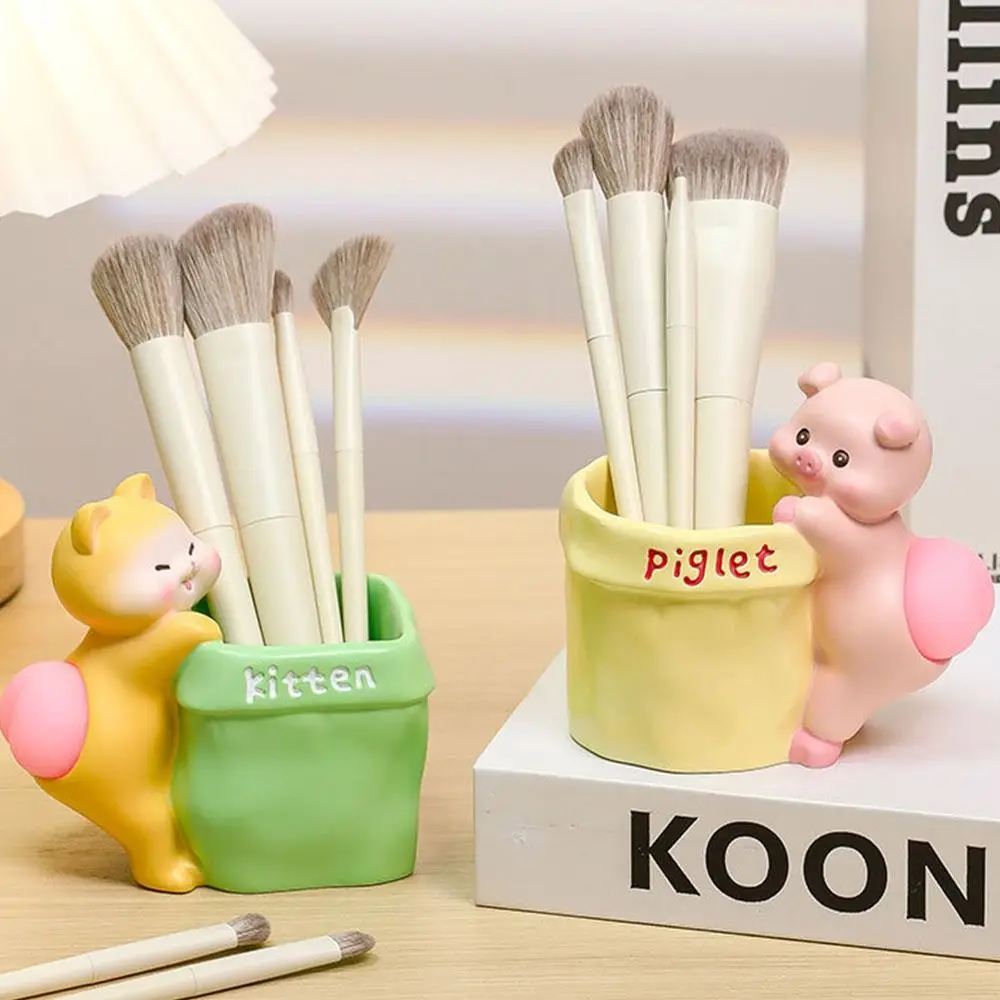 

Милый домашний мультяшный полимерный держатель для ручек, каваи, канцелярские принадлежности, настольный орнамент, собака, свинья, ведро для хранения кистей для макияжа, офис