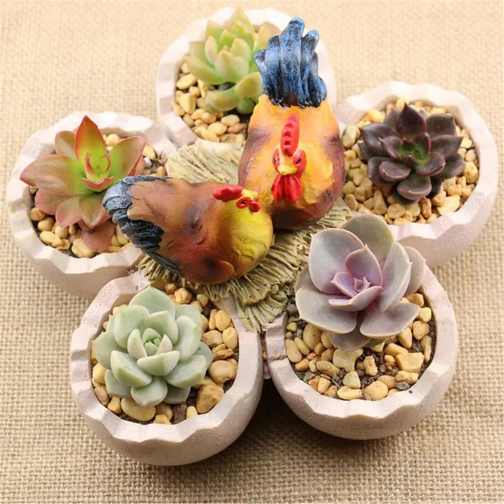 Creative Eggshell Flower Pot Chicken/Bird Nest Flowerpots 5 Egg House Succulent Planters Henhouse Planter Decorative for Garden