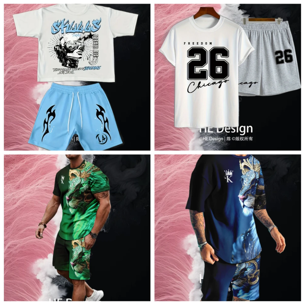 

2025 New Summer Hot-selling Crew Neck T-shirt Shorts Set Breathable Comfortable Quick-drying Casual Sports Fashion Men's Suit