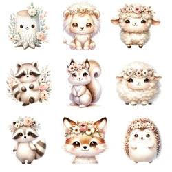 15cm Cute Flower Animal Raccoon Fox Tree Iron On Heat Transfer Sticker For Clothes Pinted Vinyl Thermal Washable T-Shirt Decal