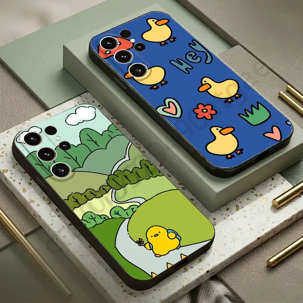 Cartoon Cute Duck Phone Case For Samsung S20,21,22,23,24,25,26 plus,ultra Silicone Cover